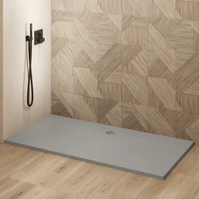 Saniclear Modo douchebak 200x100cm met stone finish lichtgrijs