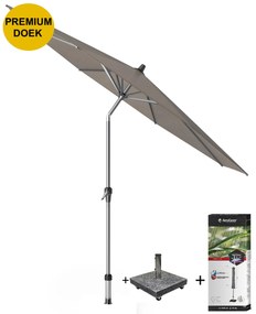 Riva premium parasol 300 cm rond havanna met kniksysteem met 40 KG voet en hoes