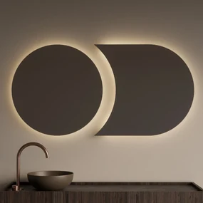 Gliss Design Eris spiegel tweevormig 70 + 80x70cm met handsensor