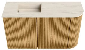 Mondiaz Joya DLux 70cm toiletmeubel ronding rechts oak met wastafel faye links 1 kraangat meli