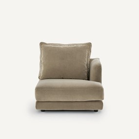 Halve bank rechts, modulair, van stonewashed fluweel, TIBERIO