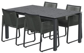 4 Seasons Outdoor Ortea eetset met Goa tafel HPL blad 160 cm  Tuinset    antraciet weerbestendig