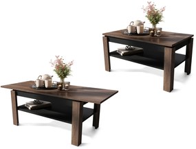 ASTI-R Eiken bruin/zwart - moderne salontafel met uitschuifbaar blad