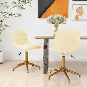 vidaXL Eetkamerstoelen draaibaar 2 st fluweel crèmekleurig