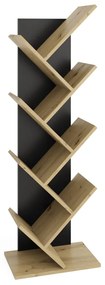 FMD Boekenplank staand geometrisch eikenkleurig en zwart