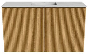 Mondiaz Joya DLux 70cm toiletmeubel oak met wastafel faye midden 1 kraangat opalo