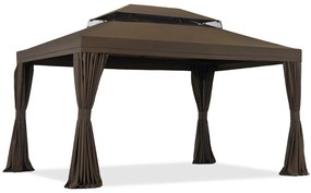 Bruin tuinpaviljoen met gordijnen Valencia 3x3m Garden Point