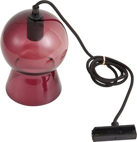 Retro hanglamp zwart met paars glas voor railsysteem 1-fase - Iconic Bell