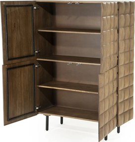 Wandkast Mangohout Met Vierkantjes - 109x41.5x147cm.
