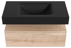 Zaro Alan badmeubel 90cm washed oak 1 lade met vrijhangende wastafel cloud midden 1 kraangat urban