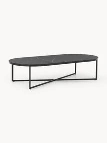 Ovale salontafel Antigua met glazen tafelblad in marmerlook