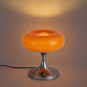 Retro tafellamp chroom met oranje glazen kap 31cm - Glaze