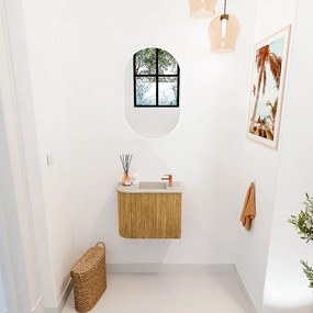 Mondiaz Joya DLux 50cm toiletmeubel ronding links oak met wastafel faye rechts 1 kraangat opalo