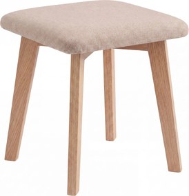 Mazzoni MILO Beige (stof Storm 06)/eiken onderstel - VIERKANTE GESTOFFEERDE KRUK VOOR KEUKEN/WOONKAMER