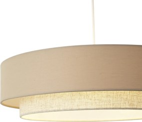 Moderne hanglamp beige met naturel 50cm 3-lichts - Drum Duo