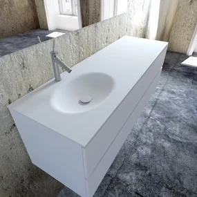 Zaro Sevilla Solid Surface badmeubel 150cm mat wit 1 kraangat spoelbak links