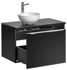 Comad Santa Fe Black badkamermeubel 80cm zwart mat met open kast en mat witte waskom