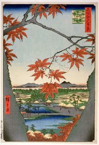 Hiroshige, Ando or Utagawa - Kunstreproductie Maples leaves at Mama, (26.7 x 40 cm)