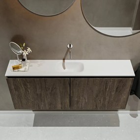 Mondiaz Ture 120cm toiletmeubel dark brown met wastafel talc midden geen kraangat