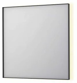 INK SP32 spiegel - 80x4x80cm rechthoek in stalen kader incl indir LED - verwarming - color changing - dimbaar en schakelaar - geborsteld metal black 8410045