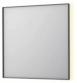 INK SP32 spiegel - 80x4x80cm rechthoek in stalen kader incl indir LED - verwarming - color changing - dimbaar en schakelaar - geborsteld metal black 8410045