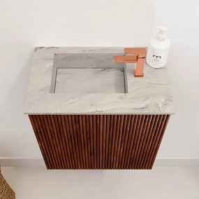 Mondiaz Joya DLux 40cm toiletmeubel ruby met wastafel faye links 1 kraangat glace