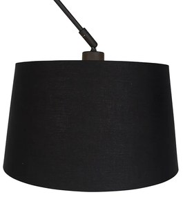 Hanglamp zwart met katoenen kap zwart met goud 35 cm - Blitz Modern E27 cilinder / rond rond Binnenverlichting Lamp