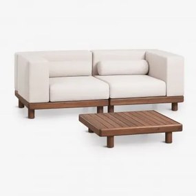 Tuinset Met 2-delige Modulaire Bank Met 2 Hoekmodules En Salontafel Van Acaciahout Edrien Acacia Bruin - Sklum