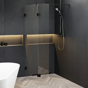 Riho Scandic X402 inloopdouche 120cm met 30cm zijwand zwart mat