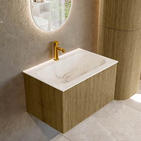Mondiaz Kurve-dlux 70cm badmeubel dusk met 1 lade en wastafel big small midden 1 kraangat frappe