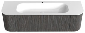 Mondiaz Kurve 150cm badmeubel ronding links/rechts shadow met 1 lade en 2 deuren en wastafel big medium midden 1 kraangat