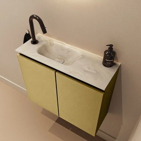 Mondiaz Ture DLux toiletmeubel 60cm oro met wastafel ostra links met kraangat