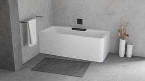 Polysan Monolith Cascata links half vrijstaand bad met zwarte waterval uitloop 180x80cm