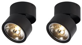Set van 2 Spot / Opbouwspot / Plafondspots zwart rond verstelbaar - Go Nine Design, Industriele / Industrie / Industrial, Modern G9 Binnenverlichting Lamp