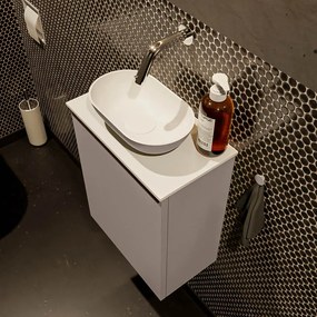 Mondiaz Fowy toiletmeubel 40cm smoke met taupkleurige waskom midden zonder kraangat