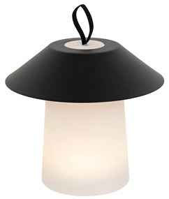 Tafellamp mushroom zwart incl. LED oplaadbaar - Ivan