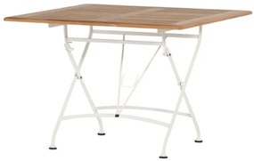 4 Seasons Outdoor inklapbare Darwin tafel met wit onderstel  Tuintafel    houtkleur weerbestendig