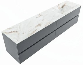 Mondiaz Vica DLux badmeubel 200cm plata 4 lades met wastafel frappe rechts zonder kraangat