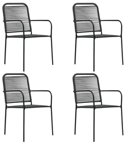 vidaXL Tuinstoelen 4 st katoenen touw en staal zwart