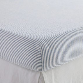 Hoeslaken van gewassen linnen, hoogte 30 cm, gestreept, LIMONA