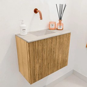 Mondiaz Joya DLux 50cm toiletmeubel oak met wastafel faye links zonder kraangat ostra