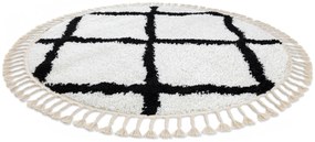 Tapijt BERBER CROSS ROND witrand ,  Barber , marokkaanse shaggy