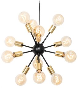Design hanglamp zwart met goud 12-lichts - Juul Modern E27 rond Binnenverlichting Lamp