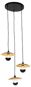Landelijke hanglamp zwart met touw 3-lichts - Leia Landelijk,Oosters E27 rond Binnenverlichting Lamp