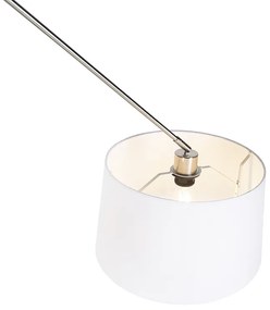 Hanglamp staal met linnen kap wit 35 cm - Blitz