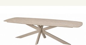 Taste by 4 Seasons Prado tuintafel latte met keramisch blad in barrelvorm 300 x 110 cm Tuintafel beige weerbestendig