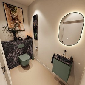 Mondiaz Ture DLux toiletmeubel 40cm army met wastafel lava midden zonder kraangat