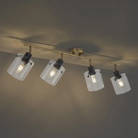 Design plafondspot brons met helder glas 4-lichts - Domo