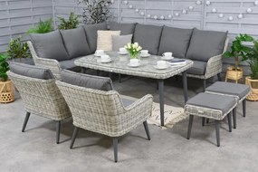 Bilbao Comida tuinmeubelen 7 + 2 Garden Point poefs wit
