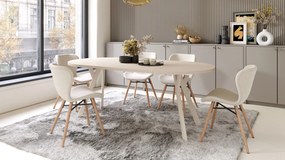 ALDO 100 Beige/Beige poten - RONDE LOFT/INDUSTRIËLE TAFEL VOOR WOONKAMER/EETKAMER, UITSCHUIFBAAR